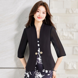 White Women's Blazer Three Quarter Sleeve Solid Color Lightweight Suit Jacket For Commuting Slim Fit Style - Product Image 2