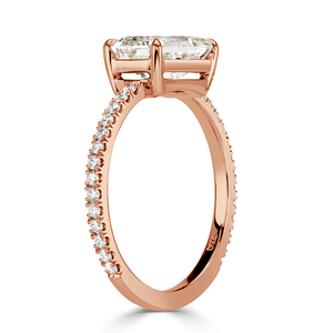 Bague de fiançailles E-VVS2 en diamant de laboratoire de 2 carats taillé en émeraude pavé de 3/4 po 14K pour mariée - Product Image 4