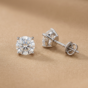Boucles d'oreilles solitaires à tige ronde 1,5 carat en <span class=keywords><strong>diamant</strong></span> de laboratoire, or massif 14 carats, certifiées CVD/HPHT VVS, prêtes à être expédiées - Product Image 1