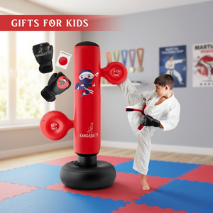 Kit de boxe pour enfants BURAQ MMA SPORTS, gants d'entraînement et sac de frappe lourd avec matériau PU écologique pour débutants - Product Image 2