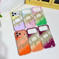 Coque de téléphone PC magnétique à chargement sans fil, effet dégradé de luxe, paillettes plaqué platine, pour iPhone 18 17 16 15 14 Pro MAX