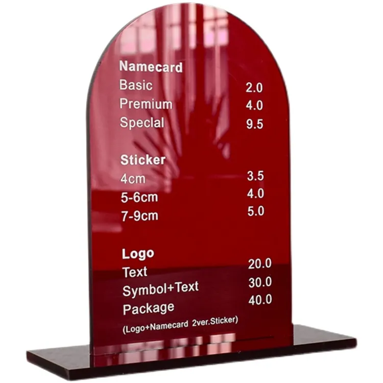 Custom Oogst Restaurant Menu Acryl Teken Stand Transparant Display Stand Tafel Naam Prijskaartje Houder