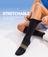 Chaussettes de compression noires mi-hautes respirantes en polyamide pour la course, les voyages, les infirmières, le bureau, confort toute la journée
