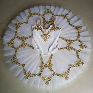 Tutú de Ballet Profesional para Niñas, Disfraz de Ballet del Lago de los Cisnes <span class=keywords><strong>Blanco</strong></span>, Falda Tutú de Bailarina para Niñas - Product Image 3