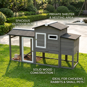 Grand poulailler extérieur en bois, abri imperméable pour poules, lapins et animaux domestiques - Product Image 4