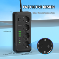 Multiprise industrielle VINISEM 4AC EU avec ports USB-A/USB-C, 3 ports USB-A + 3 ports USB-C, câble de 2 m, courant nominal de 10 A, pour hôpital