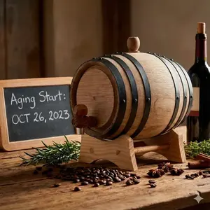 The Barrel House - Baril en chêne blanc de 20 litres avec bordure noire pour le stockage de spiritueux - Product Image 6