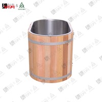 蒸汽桑拿房制造商为健身房、水疗中心、恢复中心提供商用杉木不锈钢椭圆形冷水浴槽（带外部冷却器）