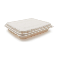 Boîte repas rectangulaire personnalisée en amidon de maïs biodégradable et écologique, à compartiments multiples, pour pizza à emporter et stockage de restauration rapide