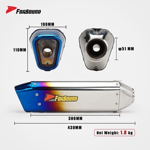 Tubo de Escape para Motocicleta Kawasaki <span class=keywords><strong>Ninja</strong></span> 400, Color Azul Quemado, Silenciador Deslizable, <span class=keywords><strong>Precio</strong></span> de Fábrica Forsound - Product Image 6