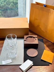 Cendrier à cigares en bois de noyer, récipient de rangement pour cendres, verre à liqueur en cristal, coffret cadeau, cendrier de bureau créatif - Product Image 5