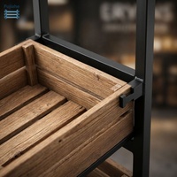 4-Tier metalen en houten displaystandaard, lange vloerstaande kruidenier met verstelbaar, zwaar retailrek voor thuis, keuken