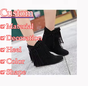 Botines de Invierno con Flecos y Borlas, Estilo Slip-On, Punta Redonda, Talla Grande, Piel Sintética, Gamuza, Cálidos, con Suela de Goma - Product Image 2