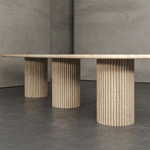 KUMUSI travertino in pietra 12 posti tavolo da pranzo lungo ovale moderno minimalista in marmo <span class=keywords><strong>mobili</strong></span> di lusso per Hotel & Villa camera moderna - Product Image 3