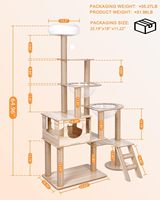 Arbre à chat moderne et classique de luxe avec griffoir mignon, hamac, matériaux en bois et coton, emballé en carton, structure d'escalade intérieure