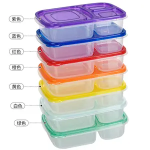 7 buah kotak makan siang sekali pakai warna-warni wadah persiapan makan pembagi alat makan microwave nampan makanan bento dengan tutup alat dapur
