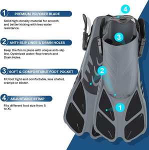 Prix d'usine chaud adultes <span class=keywords><strong>talon</strong></span> ouvert lame courte natation plongée en apnée palmes - Product Image 6