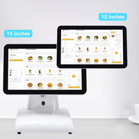 Terminal de point de vente tout-en-un avec écran tactile de 15 pouces, système Android, caisse enregistreuse, affichage client LED pour la vente au détail et la restauration