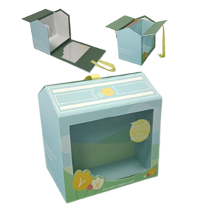 Custom Design Kids Toys Packaging Magnetic Box Fold House Shaped Gift Box With Clear Window