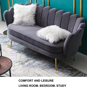 Divano <span class=keywords><strong>a</strong></span> Due <span class=keywords><strong>Posti</strong></span> Laynsino Moderno e Lussuoso, Arredamento per Interni, Ufficio, Casa, con Piedini in Metallo e Rivestimento in Velluto - Product Image 2