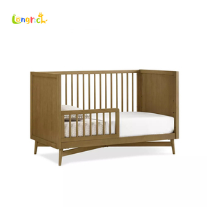 La cuna convertible 4 en 1 de madera maciza se convierte en cama para niños pequeños, cama de día cama de tamaño completo - Product Image 3