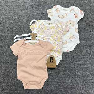 Macacão de Verão de Manga Curta para Bebês Meninos e Meninas, Conjunto de Algodão de Três Peças com Estampa - Product Image 4