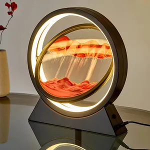 360 Rotation Dimmable USB 3D Art Decorative Painting Quicksand Flowing Quick Sand Hourglass With LED Light For Creative Gift