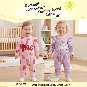 Pelele <span class=keywords><strong>de</strong></span> manga larga con volantes para bebé, mono <span class=keywords><strong>de</strong></span> algodón suave <span class=keywords><strong>de</strong></span> doble cara para recién nacido, pijama <span class=keywords><strong>enterizo</strong></span> para niña pequeña - Product Image 2