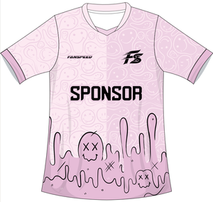 Vente en gros de maillots de football roses personnalisés pour femmes, respirants, col en V, maillots de football pour femmes - Product Image 2