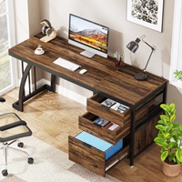 Bureau d'ordinateur de 59 pouces avec 3 tiroirs, poste de travail de table d'écriture d'étude avec le stockage de dossiers, bureaux de bureau à domicile avec grand bureau