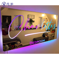 Dropshipping Shopify POD 产品 LED 发光姓名镜 个性化姓氏发光镜床头柜装饰