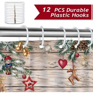 Vintage Christmas Red Truck <b>Xmas</b> Tree <b>Wreath</b> Holiday Polyester Fabric Bathroom Set Shower Curtain Home Decor in Stock - Product Image 4