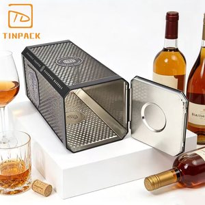 Caja de Metal Negra de Alta Gama Personalizada con Logotipo Impreso para Whisky, <span class=keywords><strong>Vodka</strong></span> y Tequila, Envase de Metal para Vino, para Regalos de Lujo - Product Image 2