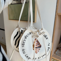 Grand sac fourre-tout en toile de coton de forme ronde, écologique et durable, en tissu lourd de 16oz avec votre logo, toile circulaire personnalisée