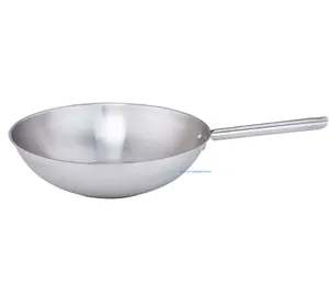 High Quality Stainless Steel Chinese Wok Pan Flat Bottom Induction Cooking Wokpan With Lid