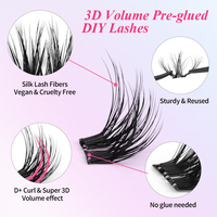 Extensions de cils en grappe effet 3D en soie, volume 22mm, 8mm-15mm, pour vente en gros et DIY