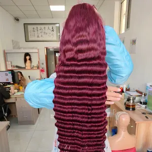 Amara red deep wave wigs raw vietnamese hd lace frontal wig deep wave hot red lace front wigs human hair 180density 13x4