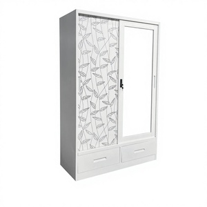 Современный популярный металлический шкаф-гардероб с 2 дверями для спальни, стальной шкаф для хранения вещей - Product Image 1