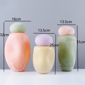 Vaso in <span class=keywords><strong>Vetro</strong></span> Colorato Morandi <span class=keywords><strong>con</strong></span> <span class=keywords><strong>Coperchio</strong></span> per Arredamento Casa, Decorazione da Tavolo, <span class=keywords><strong>Vasi</strong></span> per Fiori in <span class=keywords><strong>Vetro</strong></span> Fatti a Mano, Articoli Decorativi - Product Image 2