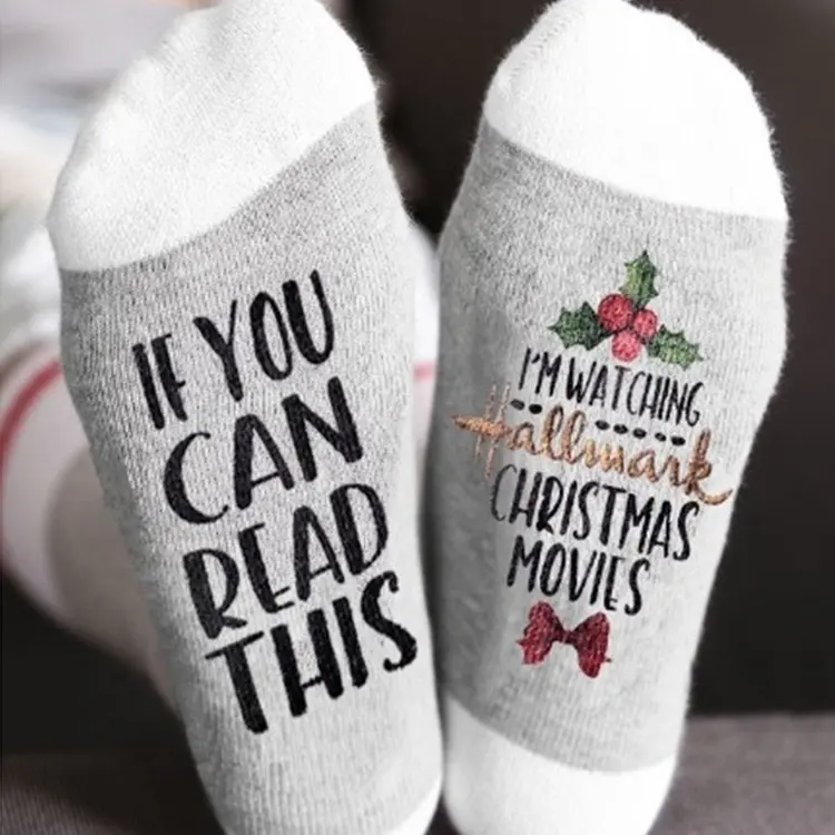 Christmas Socks IF YOU CAN READ THIS I'M WATCHING CHRISTMAS MOVIES Socks Women Men Autumn Winter Short Socks