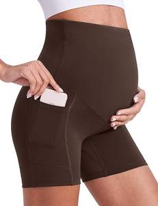 Pantaloncini da Yoga premaman da donna Enerful sopra la pancia comodi da allenamento per motociclisti e attività di gravidanza da palestra pantaloni corti con tasche 8 "/5" - Product Image 3