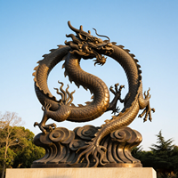 Grande Statue de Dragon Chinois en Bronze Personnalisé Métal Sculpté Coulé Style Traditionnel Décoration de Jardin Extérieur