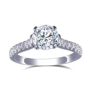 MS-647 18kt 14kt 10kt Vrouwen Dainty Gouden Sieraden 1Ct Lab Diamond Eenzame Ring