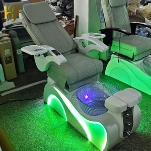 Nagelstudio-Möbel und -Ausstattung: Schwarze und Goldene Elektrisch Verstellbare <span class=keywords><strong>Massage</strong></span>-Maniküre-Fußpflege-Luxus-Pedikürestühle mit LED-Beleuchtung - Product Image 4