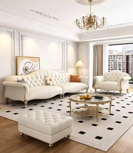 Palace Style Luxury and High-end Leather <b>Sofa</b> Living Room <b>Small</b> Apartment European and American Retro Cream Style <b>Sofa</b> - Product Image 1
