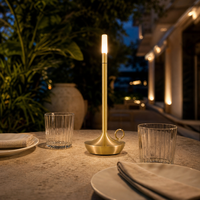 Lampe de table LED sans fil rechargeable, écologique, simple, à intensité variable tactile sur 3 niveaux, en aluminium, pour restaurant, bar, café, hôtel, chevet, ambiance