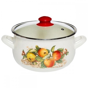 Beige crema muslimcina <span class=keywords><strong>Russia</strong></span> smalto a forma di pancia pentola cottura casseruola casseruola smaltata Ollas de Peltre - Product Image 3