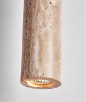 Lampe suspendue en travertin Wabi-sabi, lampe de chevet nordique, lampe de bar, tube en pierre naturelle long, décoration artistique LED, lampe suspendue Mia