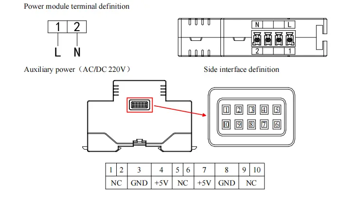 Acrel AWT100-POW Power Module Terminal Definition Supply Power To AWT100 Terminal Komunikasi Nirkabel