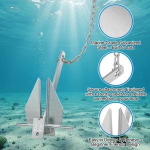 Kit de ancla galvanizada FUCNEN con cadena, cuerda y grilletes para pontones, botes de pesca y embarcaciones de pesca de lubina - Product Image 4